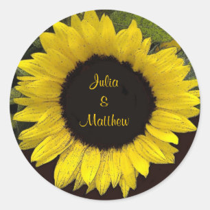 Rond Sticker Mariage de tournesol jaune