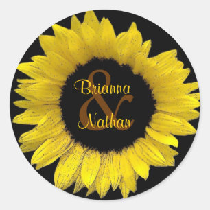 Rond Sticker Mariage de tournesol jaune gai