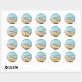Rond Sticker Mariage Destination Plage (Feuille)