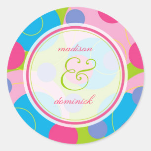 Rond Sticker Mariage d'été Bubblegum Bubbly Mod Dots