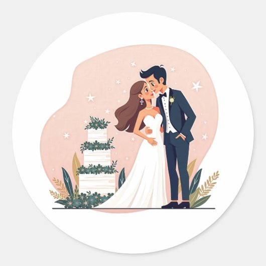 Rond Sticker Mariage Dreamy Couples (Devant)