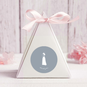 Rond STICKER Mariage DUSTY BLEU Main tiré Couple