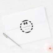Rond Sticker Mariage élégant en diamant noir et blanc (Enveloppe)