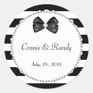Rond Sticker Mariage élégant en diamant noir et blanc