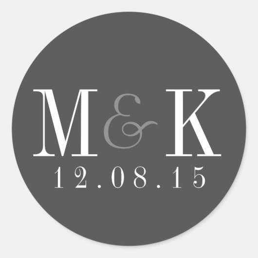Rond Sticker Mariage Elegant Grey (Devant)