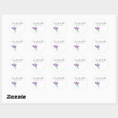 Rond Sticker Mariage Élégant Lavender - Blanc (Feuille)