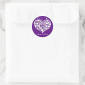 Rond Sticker Mariage élégant violet et blanc (Sac)