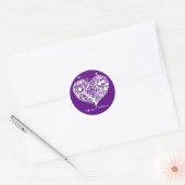Rond Sticker Mariage élégant violet et blanc (Enveloppe)
