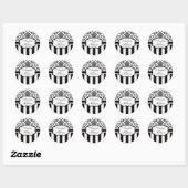 Rond Sticker Mariage en bande noire blanc Damask (Feuille)