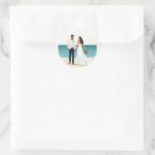 Rond Sticker Mariage en bord de plage (Sac)