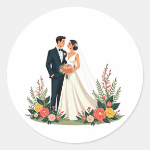 Rond Sticker Mariage en couple