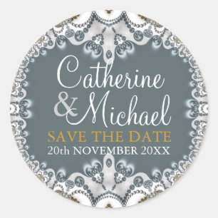 Rond Sticker Mariage en dentelle blanche