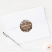 Rond Sticker Mariage en dentelle de bois rustique (Enveloppe)