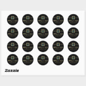 Rond Sticker Mariage en plume Peacock noir et or (Feuille)
