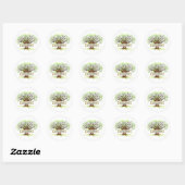 Rond Sticker mariage Enveloppe - Aimer Arbre (Feuille)