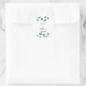 Rond Sticker Mariage Eucalyptus Vert (Sac)