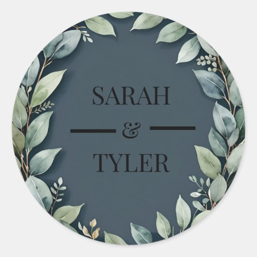 Rond Sticker mariage EUCALYPTUS WREATH (Devant)