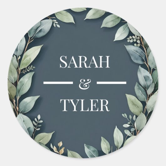 Rond Sticker mariage EUCALYPTUS WREATH (Devant)