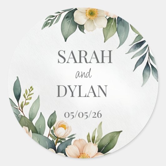 Rond Sticker mariage EUCALYPTUS WREATH FAVOR (Devant)