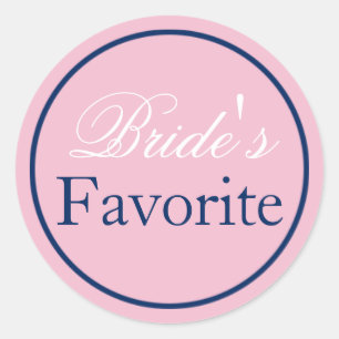 Rond Sticker Mariage "Favori de la mariée" Blush Pink/N
