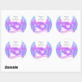 Rond Sticker Mariage Flamant rose & Coeurs (Feuille)