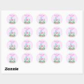 Rond Sticker Mariage Flamant rose d'aquarelle tropicale (Feuille)