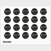 Rond Sticker Mariage Fleur sauvage Boho noir (Feuille)