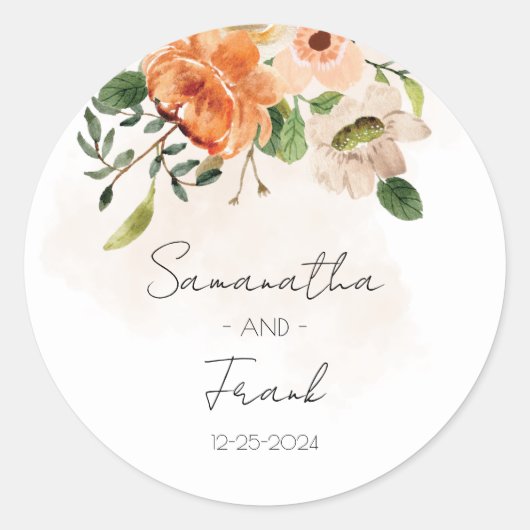 Rond Sticker Mariage floral (Devant)