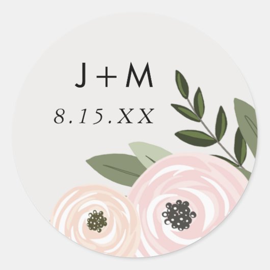Rond Sticker Mariage floral (Devant)