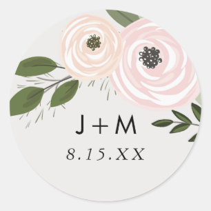 Rond Sticker Mariage floral