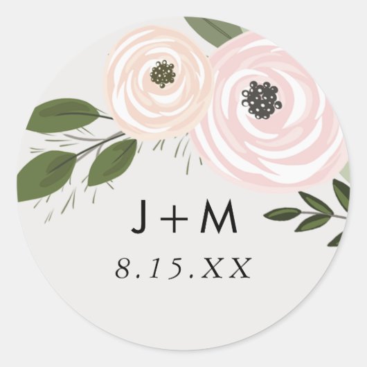 Rond Sticker Mariage floral (Devant)