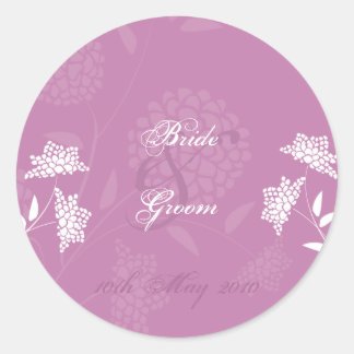 Rond Sticker Mariage Floral Amaranth :: Rose