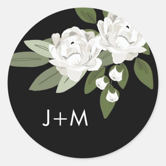 Rond Sticker Mariage Floral Blanc (Devant)