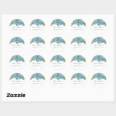 Rond Sticker Mariage Floral Blue Hydrangeas (Feuille)
