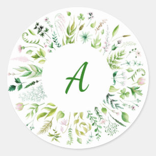 Rond Sticker Mariage Floral Greenery