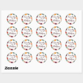 Rond Sticker Mariage Floral Or Bourgogne (Feuille)