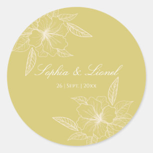 Rond Sticker Mariage Floral Outline