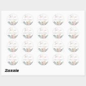 Rond Sticker Mariage Floral Rose or Merci (Feuille)