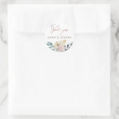 Rond Sticker Mariage Floral Rose or Merci (Sac)