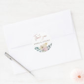 Rond Sticker Mariage Floral Rose or Merci (Enveloppe)