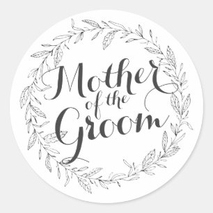Rond Sticker Mariage floral simple Mère de la chambre