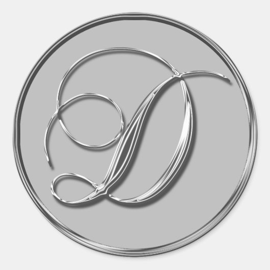 Rond Sticker Mariage Formel Argent Monogramme D Sceau (Devant)