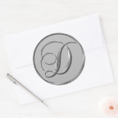 Rond Sticker Mariage Formel Argent Monogramme D Sceau (Enveloppe)