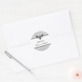 Rond Sticker Mariage gothique - Moth & Lace noir & blan (Enveloppe)
