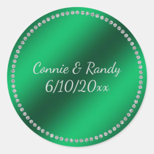 Rond Sticker Mariage Green Faux Foil