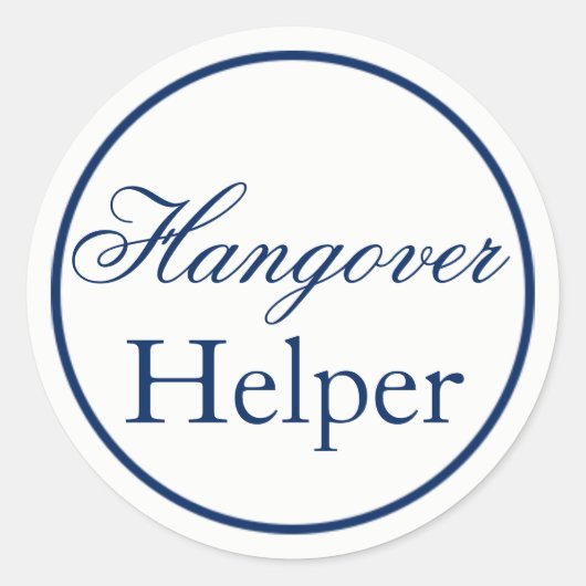 Rond Sticker Mariage "Hangover Helper" - Marine (Devant)
