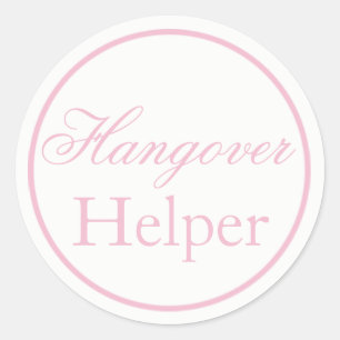 Rond Sticker Mariage "Hangover Helper" rose vif