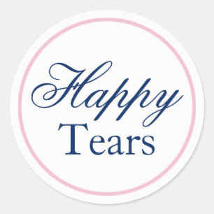 Rond Sticker Mariage "Happy Tears" - Rose et bleu
