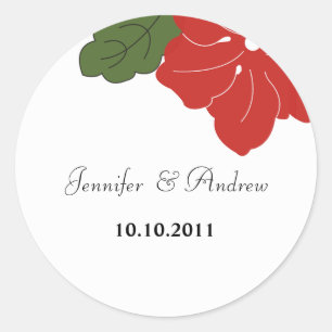 Rond Sticker Mariage Hawaii Red Floral