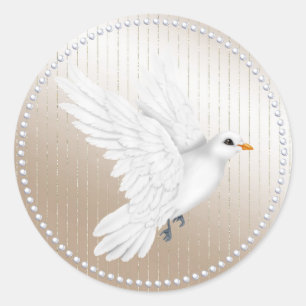 Rond Sticker Mariage ivoire Satin Pearl et Dove